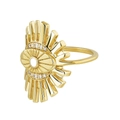 Bague éventail dorée élégante avec œil protecteur et oxydes de zirconium brillants - US 6 / Or