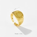 Goldener S925 Sterling Silber Siegelring mit FEMME Gravur und verstellbarem Design - 18K-Gold