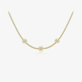 Elegante collar S925 dorado con flores de perlas blancas y cristales pavé - Oro de 18k [Blanco]