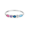 S925 sterling silver ring featuring colorful multi-shape gemstones in a unique setting - US 6 / Platinum [Colorful Stones]
