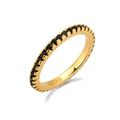 Elegant gold plated S925 silver ring featuring a band of shimmering black zircons - US 6 / 18K Gold-Black Zirconia