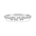 Onregelmatige S925 sterling zilveren ring met rechthoekige en ronde zirkonia stenen - US 6 / Platina