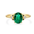 Anillo de plata S925 dorado con gema ovalada verde y detalles de diamantes finos - US 6 / Oro de 18K Piedra Verde