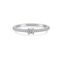 Minimalist S925 sterling silver stacked ring with round sparkling zircon stones - US 6 / Platinum