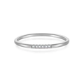 Eleganter S925 Sterling Silber Ring mit fünf funkelnden Diamanten auf schmalem Band - US 6 / Silber