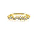 Anillo minimalista irregular de plata s925 con baño de oro y piedras preciosas en pavé - US 6 / Oro 18K Piedra Blanca