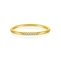 Minimalistischer goldener S925-Silberring mit sechs funkelnden runden Zirkonia - US 6 / Gold