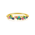 Anillo ondulado minimalista de plata S925 con gemas de colores y acabado dorado - US 6 / Oro 18K [Piedra de Color]