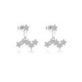 Funkelnde S925 Sterling Silber Stern Ohrjacken Ohrringe mit glänzenden Zirkonia-Steinen - Silberner Stern-Ohrjacken-Stil (MME809-1)