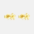 Minimalist S925 sterling silver five-petal flower stud earrings in golden finish - 925 Silver / 18K Gold