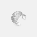 Premium S925 sterling silver adjustable ring with hammered lava texture for women - Silver