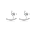 Élégantes boucles d'oreilles feuille en argent S925 avec zircons scintillants - Clous d'Oreilles en Arc avec Pierre Principale Argentés (MME732)