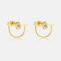 Gold S925 sterling silver stud earrings featuring champagne pear-shaped zirconia stones - Teardrop / 18K Gold Teardrop