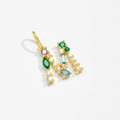 Macro shot of gold letter M pendant with colorful gemstones and sparkling crystals - M / 18K Gold