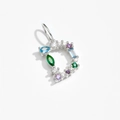 Close-up of 925 silver D letter pendant featuring colorful gemstone inlay details - Letter D / Platinum