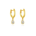Boucles d'oreilles pendantes en argent S925 avec zircon poire et placage en or 18 carats - Argent 925 / Or 18K-Zircon Blanc