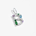 925 sterling silver letter B pendant with colorful zircon and marquise cut gemstones - Letter B / Platinum