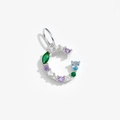 925 sterling silver letter C pendant with colorful gemstones and white gold plating - Letter C / Platinum