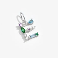 925 silver letter E pendant with multi-colored gemstones in gold plating - Letter E / Platinum