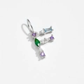 925 silver letter F pendant with colorful gemstones and white diamonds for necklaces - Letter F / Platinum