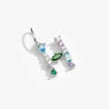 925 silver H letter pendant with colorful gemstones and white cubic zirconia - Letter H / Platinum