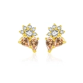 Pendientes de flores en plata S925 con cristales color champán en forma de pera - Oro de 18K Champán Flor