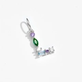 Polished 925 silver letter L pendant with vibrant multi-colored inlaid gemstones - L / Platinum