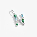 925 silver letter N pendant with colorful gemstones and green and blue crystals - Letter N / Platinum