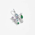 925 silver letter W pendant with colorful zircons and green purple gemstones - Letter W / Platinum