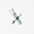 925 silver letter X pendant featuring colorful inlaid gemstones with a polished silver finish - Letter X / Platinum