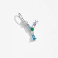 925 silver letter Y pendant with multicolor gemstones and sparkling white zircons - Letter Y / Platinum