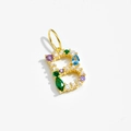 925 sterling silver gold-plated letter B pendant with colorful zircon stones - Letter B / 18K Gold