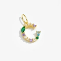 Golden 925 sterling silver letter C pendant inlaid with colorful gemstone crystals - Letter C / 18K Gold