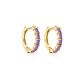 Elegantes pendientes de aro en plata S925 dorada con circonitas moradas rectangulares - Oro de 18K (Circonita Púrpura)