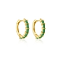 Pendientes de aro en plata S925 dorada con gemas verdes de corte rectangular - Oro de 18K (Circonita Verde)