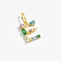 Gold plated 925 sterling silver letter E pendant charm with multi-colored gemstones - Letter E / 18K Gold