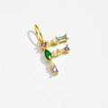 925 Sterling Silver Gold Plated Letter F Pendant with Colorful Cubic Zirconia - Letter F / 18K Gold