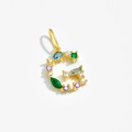 Golden 925 silver letter G pendant with colorful inlaid gemstones and crystal stones - Letter G / 18K Gold