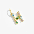 Golden letter H pendant charm with colorful gemstones for necklace and bracelet - Letter H / 18K Gold