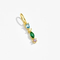 925 silver linear pendant featuring drop blue, marquise green, and round purple gems - Letter I / 18K Gold