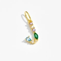 925 silver letter J pendant with gold plating and colorful zircon gemstones - Letter J / 18K Gold