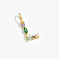 Gold-plated 925 silver letter L pendant with colorful inlaid gemstones on white background - L / 18K Gold