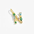 925 silver letter N pendant with colorful gemstones and gold plating for necklaces - Letter N / 18K Gold