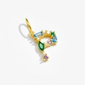925 silver gold-plated letter P charm pendant with colorful gemstones and crystals - Letter P / 18K Gold