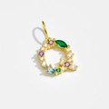 925 silver letter Q pendant with gold plating and colorful pavé cubic zirconia - Letter Q / 18K Gold