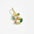 Golden 925 silver letter S pendant with colorful zircon and marquise-cut gems - S / 18K Gold
