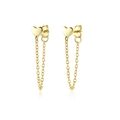 Ohrstecker aus 925 Sterling Silber Gold mit Herz und eleganten Ketten-Quasten - 925er Silber / 18K-Gold