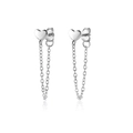 Herz-Ohrstecker aus 925 Sterlingsilber mit feinen Kettenanhängern und poliertem Finish - 925er Silber / Platin