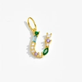 925 silver gold-plated letter U pendant with colorful zircon and gemstone inlay - Letter U / 18K Gold