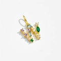 925 silver letter W pendant with colorful zircons in 18k gold plated finish - Letter W / 18K Gold
